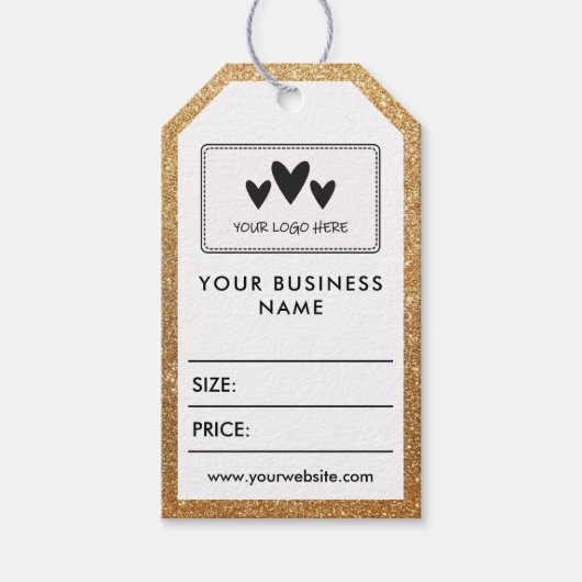 フェイク金ゴールドスクエアロゴのソーシャルメディア価格 ギフトタグ (正面)