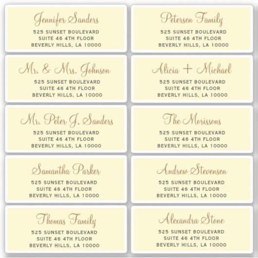 フェイク金ゴールドスクリプト個別ゲスト住所 シール (正面)