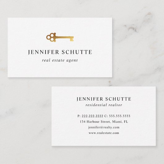 フェイク金ゴールドスケルトン鍵ハイモダンエンド実在エテート 名刺 (正面/裏面)