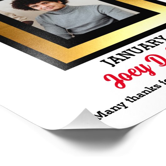 フェイク金ゴールドスターの今月の写真ディスプレイの従業員 フォトプリント (角)