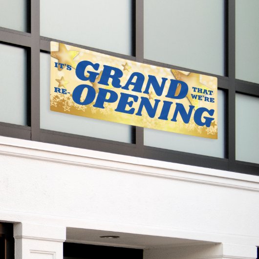 フェイク金ゴールドスターズグランドリオープニングウェルカムバック 横断幕 (ビルの外側)