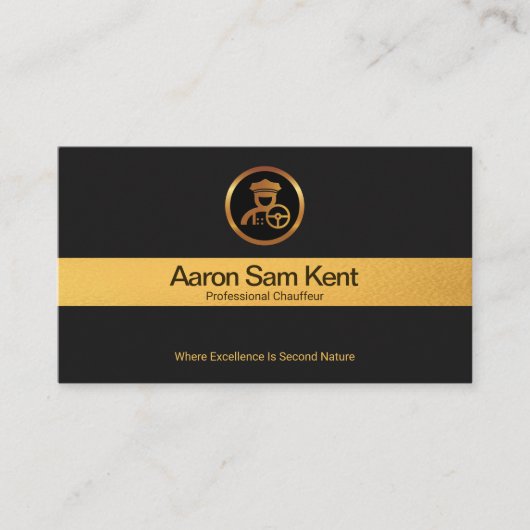 フェイク金ゴールドストライプレトロブラックエレガンスチョーフール 名刺 (正面)