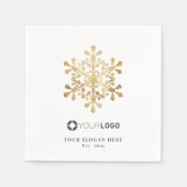 フェイク金ゴールドスノーフレーク会社のロゴ スタンダードカクテルナプキン (正面)