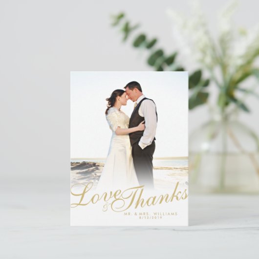 フェイク金ゴールドスモダンクリー感謝していブ白葉書 ポストカード (スタンド正面)