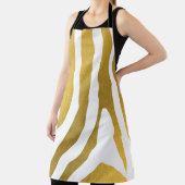 フェイク金ゴールドゼブラ印刷ストライプパターン エプロン (インサイチュ)