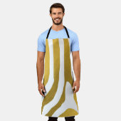 フェイク金ゴールドゼブラ印刷ストライプパターン エプロン (着用した状態)