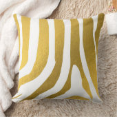 フェイク金ゴールドゼブラ印刷ストライプパターン クッション (ブランケット)