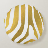 フェイク金ゴールドゼブラ印刷ストライプパターン ラウンドクッション (裏面)