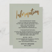 フェイク金ゴールドタイポグラフィ結婚セージ情報 エンクロージャーカード (正面/裏面)