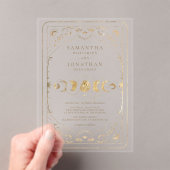 フェイク金ゴールドタロットシレ結婚ンズ アクリル招待状 (インサイチュ (ポータブル))