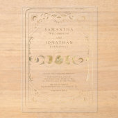 フェイク金ゴールドタロットシレ結婚ンズ アクリル招待状 (正面)