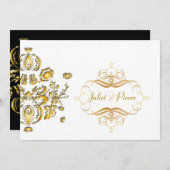フェイク金ゴールドダマスク招待状 招待状 (正面/裏面)