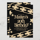 フェイク金ゴールドチェーンブロックパーティーヒップホップ星 招待状 (正面/裏面)