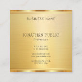 フェイク金ゴールドテンプレートエレガントモダンプロフェッショナル スクエア名刺 (裏面)