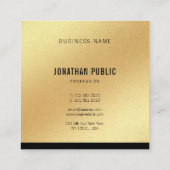 フェイク金ゴールドテンプレートプロフェッショナルエレガントトレンディー スクエア名刺 (裏面)