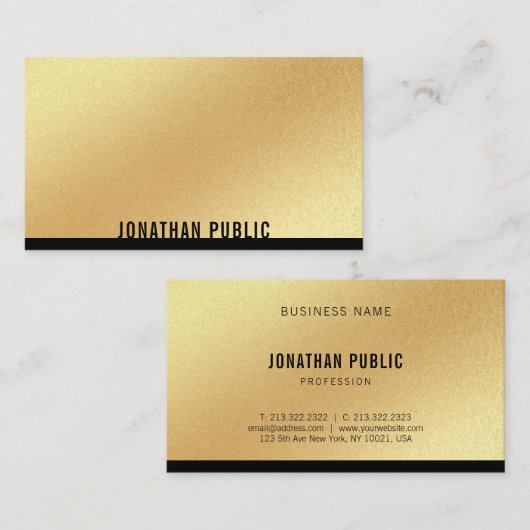 フェイク金ゴールドテンプレートモダンプロフェッショナルエレガント 名刺 (正面/裏面)