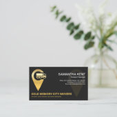 フェイク金ゴールドトラックの位置アイコン物流輸送 名刺 (スタンド正面)