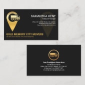 フェイク金ゴールドトラックの位置アイコン物流輸送 名刺 (正面/裏面)