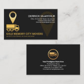 フェイク金ゴールドトラックロケーションアイコンロジスティック引越し業者 名刺 (正面/裏面)