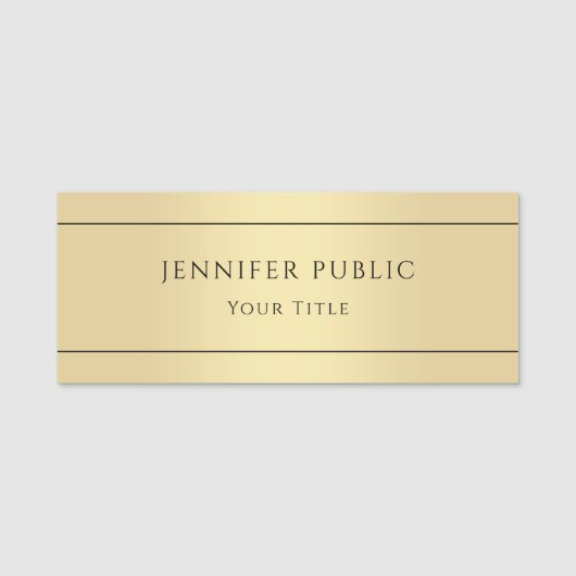 フェイク金ゴールドトレンディーエレガントグラマラステンプレート 名札 (正面)