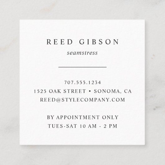 フェイク金ゴールドドレス型枠 Seamstress Tailor Designer スクエア名刺 (裏面)