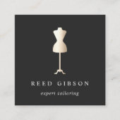 フェイク金ゴールドドレス型枠 Seamstress Tailor Designer スクエア名刺 (正面)