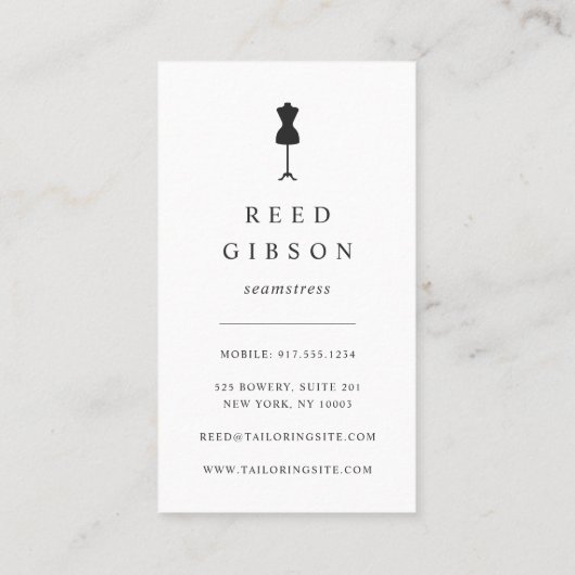 フェイク金ゴールドドレス型枠 Seamstress Tailor Designer 名刺 (裏面)