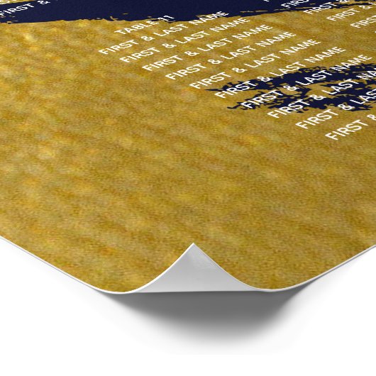 フェイク金ゴールドネイビー青モノグラム結婚の座席表 ポスター (角)