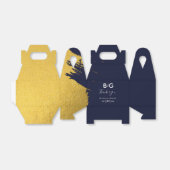 フェイク金ゴールドネイビー青モノグラム結婚ズ フェイバーボックス (折り畳みなし)