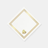 フェイク金ゴールドハートイニシャルモノグラムの スタンダードカクテルナプキン (角)