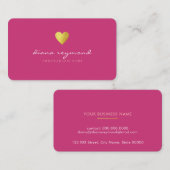 フェイク金ゴールドハートオン明るい赤紫色ピンクフェミニンプロ 名刺 (正面/裏面)