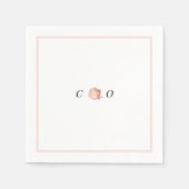 フェイク金ゴールドバラモノグラム結婚ミニマル スタンダードカクテルナプキン (正面)