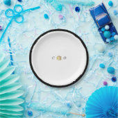 フェイク金ゴールドバラ白黒ミニマ結婚リスト ペーパープレート (パーティー)