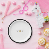 フェイク金ゴールドバラ白黒ミニマ結婚リスト ペーパープレート (パーティー)