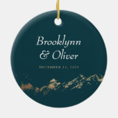 フェイク金ゴールドパインターリー山脈の名前と日付 セラミックオーナメント (裏面)