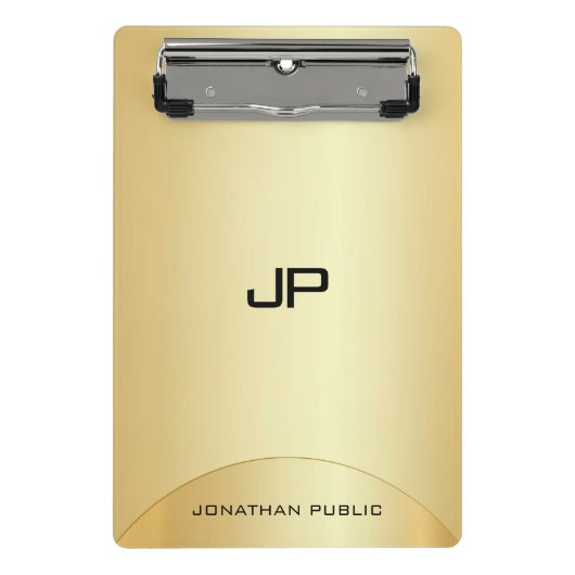 フェイク金ゴールドパーソナライズされた Monogramテンプレート ミニクリップボード (正面)