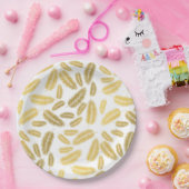 フェイク金ゴールドパ葉ームパターン ペーパープレート (パーティー)