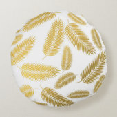 フェイク金ゴールドパ葉ームパターン ラウンドクッション (裏面)