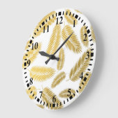 フェイク金ゴールドパ葉ームパターン ラージ壁時計 (傾斜)