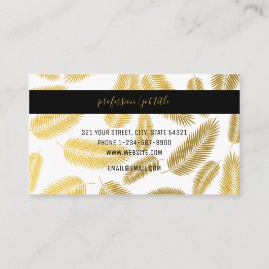 フェイク金ゴールドパ葉ームパターン 名刺 (裏面)