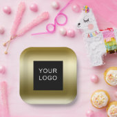 フェイク金ゴールドビジ企業のネスロゴデザイン ペーパープレート (パーティー)