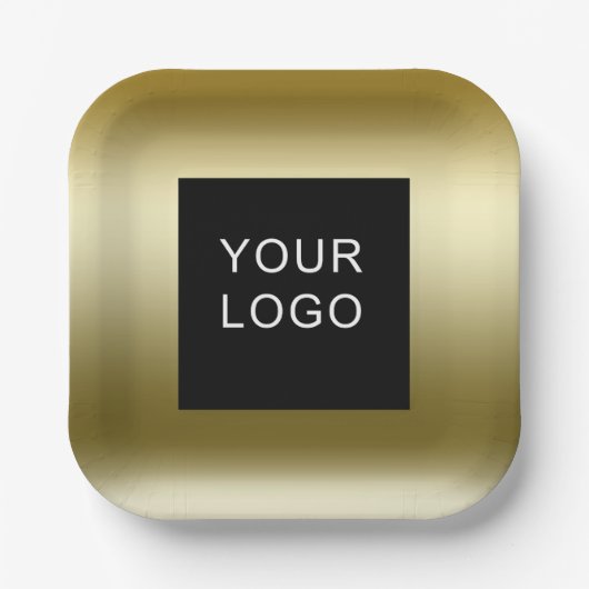 フェイク金ゴールドビジ企業のネスロゴデザイン ペーパープレート (正面)