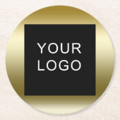 フェイク金ゴールドビジ企業のネスロゴデザイン ラウンドペーパーコースター (正面)