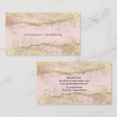 フェイク金ゴールドフォイルのピンクの瑪瑙の背景 名刺 (正面/裏面)