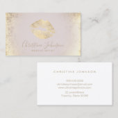 フェイク金ゴールドフォイルの唇メイクアーティスト 名刺 (正面/裏面)