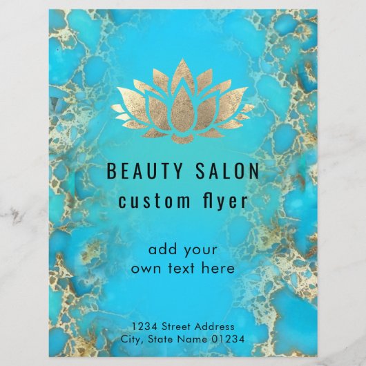 フェイク金ゴールドフォイルターコイズ石のロータロゴ チラシ (正面)