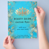 フェイク金ゴールドフォイルターコイズ石のロータロゴ チラシ (手)