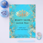 フェイク金ゴールドフォイルターコイズ石のロータロゴ チラシ (シングル)