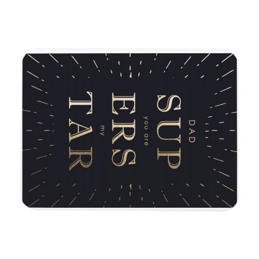 フェイク金ゴールドフォイルパパはスーパースター父の日 マグネット (横)