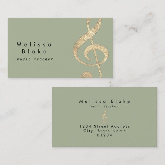 フェイク金ゴールドフォイル三連ビジネスカード 名刺 (正面/裏面)